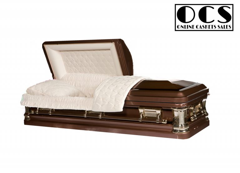 180007 Bronze Casket 18ga Almond Velvet Interior Online Caskets Sales