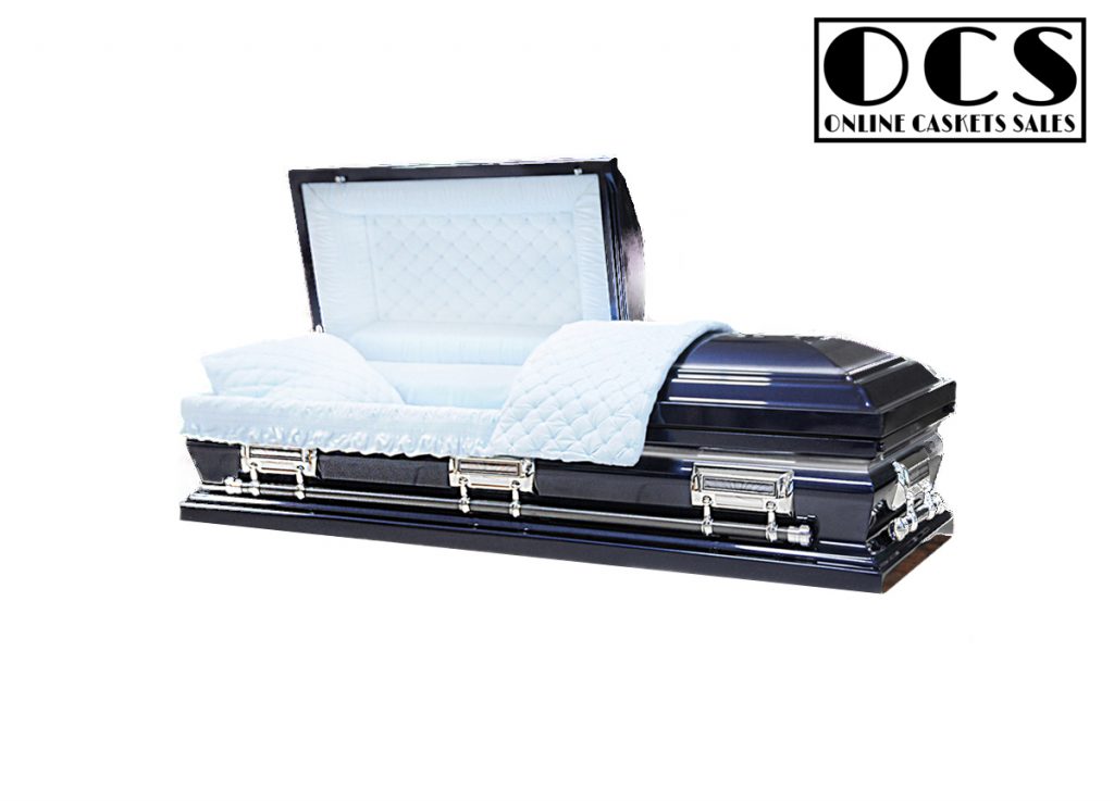 182005 Navy Blue w/ Silver accents Light Blue Velvet Online Caskets
