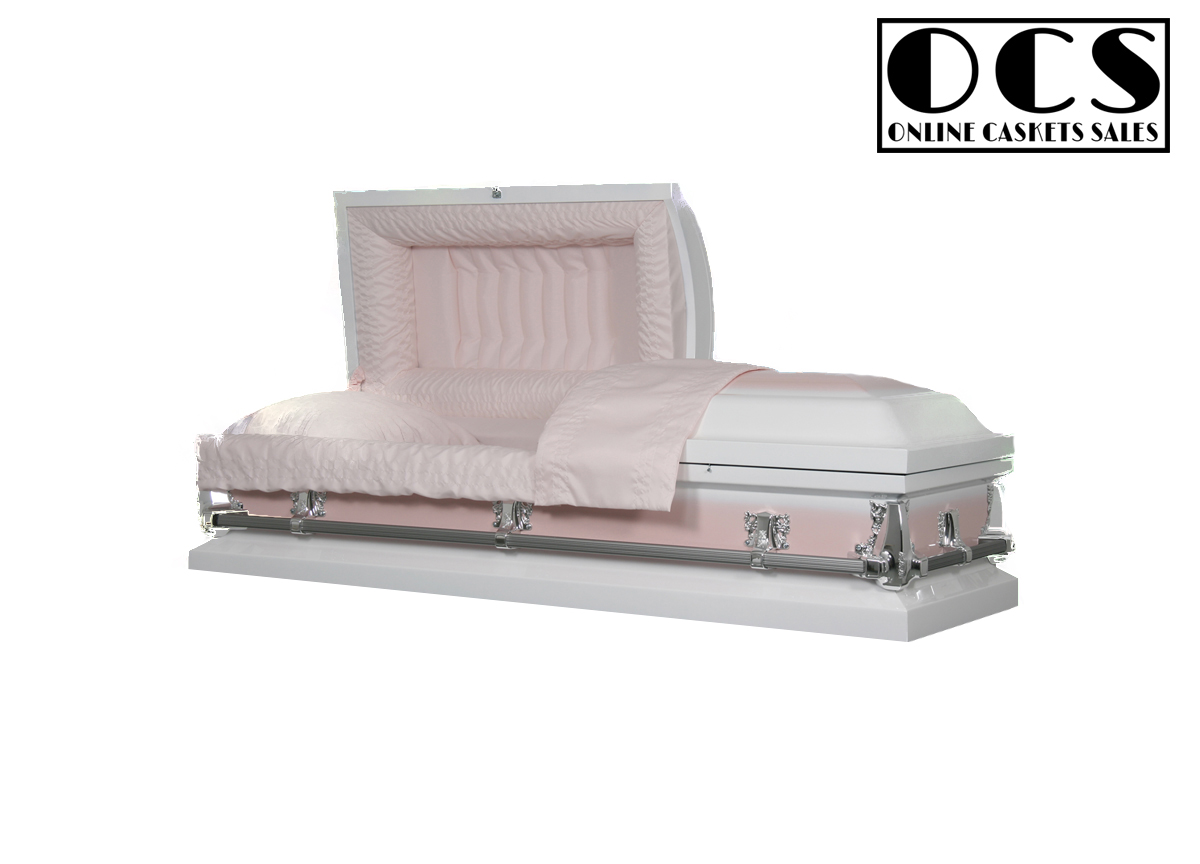 203005 No Seal White W Pink Two Tone, Casket Bed Frame And Hardware